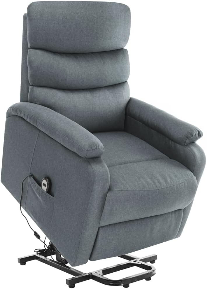 Standing Massage Recliner, Electric Lift Recliner Sofa for Seniors, Sofa Living Room Chair with Vibration Massage and Waist Heating, Light Grey Fabric