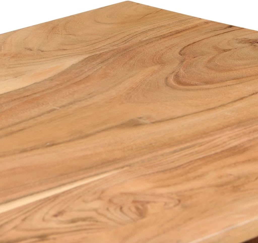 vidaXL Solid Acacia Wood Writing Table with Drawers and Shelf, 46.5"x17.7"x29.9", Easy-to-Assemble Home Office Desk with Unique Grain Design
