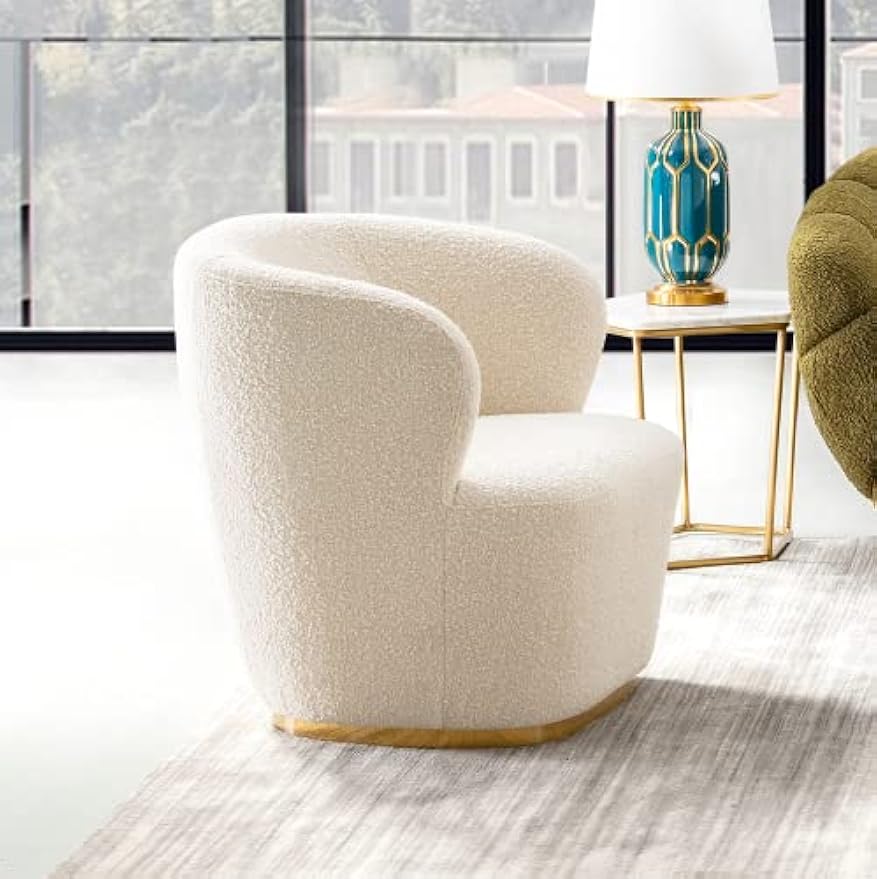 Acanva Modern Wool-Like Fabric Accent Chair, Armless Elegant Design Small Single Sofa with Metal Base for Living Room Bedroom, White