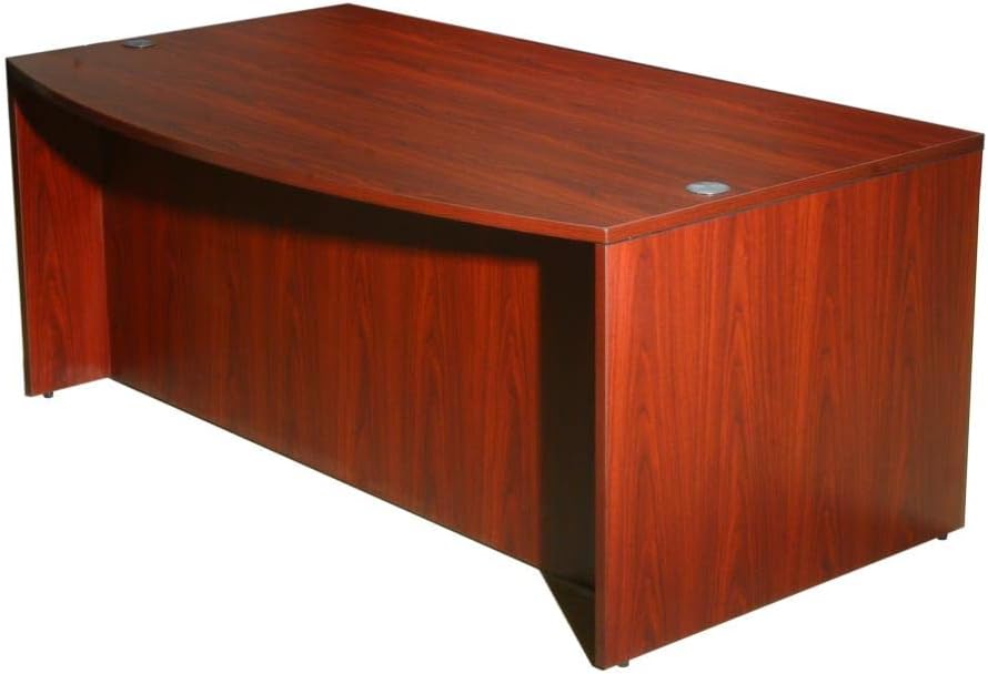 Boss Office Products Bow Front Desk Shell in Mahogany