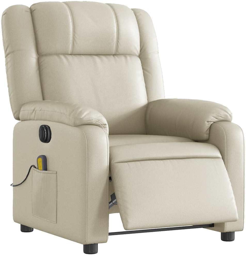 vidaXL Black Faux Leather Massage Recliner Chair - Manual Recline Armchair with Vibration Massage, Side Pocket, and Durable Frame for Living Room or Lounge