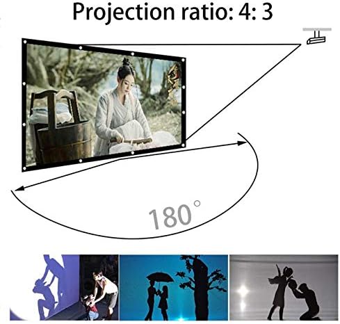 2020 New Projector Simple Curtain Anti-Light Screen 60/72/ 84/100 /120 Home Outdoor Office Portable 4:3 Projector Screen(60 inch)