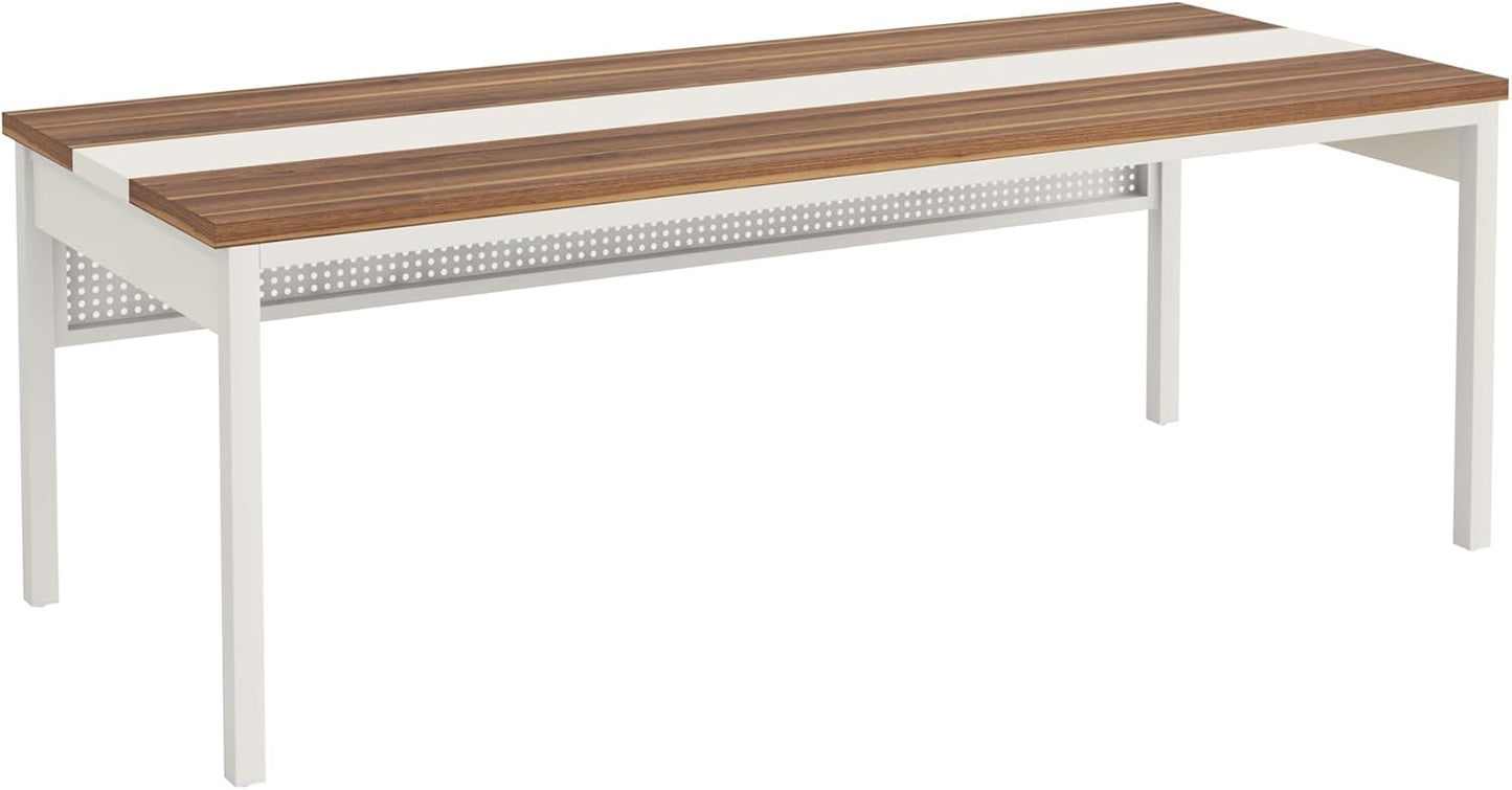 Tribesigns 70.8" Large Executive Office Desk, Computer Working Desk, Home Office Workstation, Walnut & White