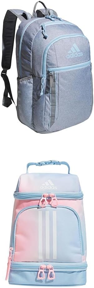 adidas Excel Backpack for Men & Women – Durable Large Athletic Laptop Bag, 7.0/Twill Grey/Grey/Rose Gold, OSFA