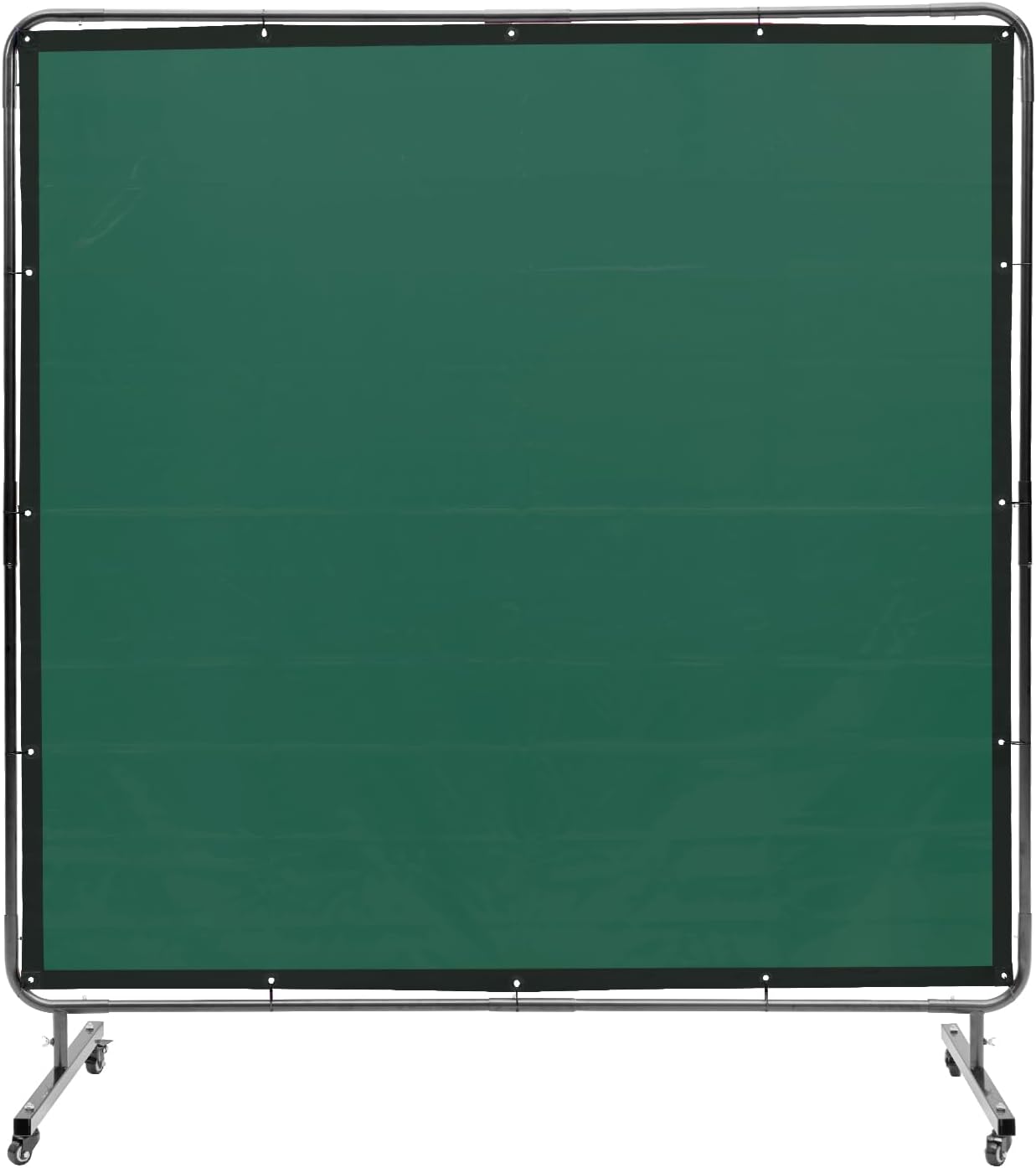 VEVOR Welding Screen with Frame, 6' x 6' Welding Curtain Screen, Flame-Resistant Vinyl Welding Protection Screen on 4 Swivel Wheels (2 Lockable), Moveable & Professional for Workshop/Industrial, Green