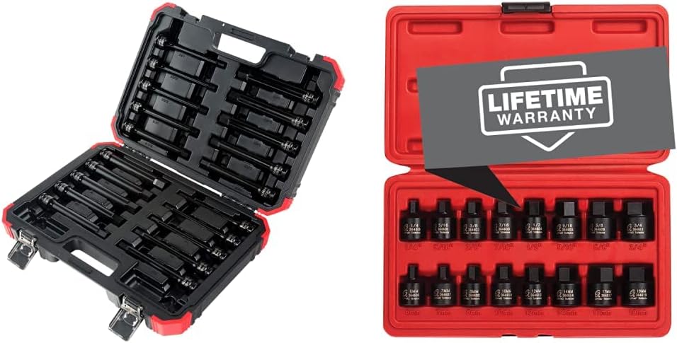 SUNEX TOOLS 2637L 20pc 1/2" Drive Impact Hex Driver Master Set 6in. ¼” to 9/32” and 6mm to 17mm, ,