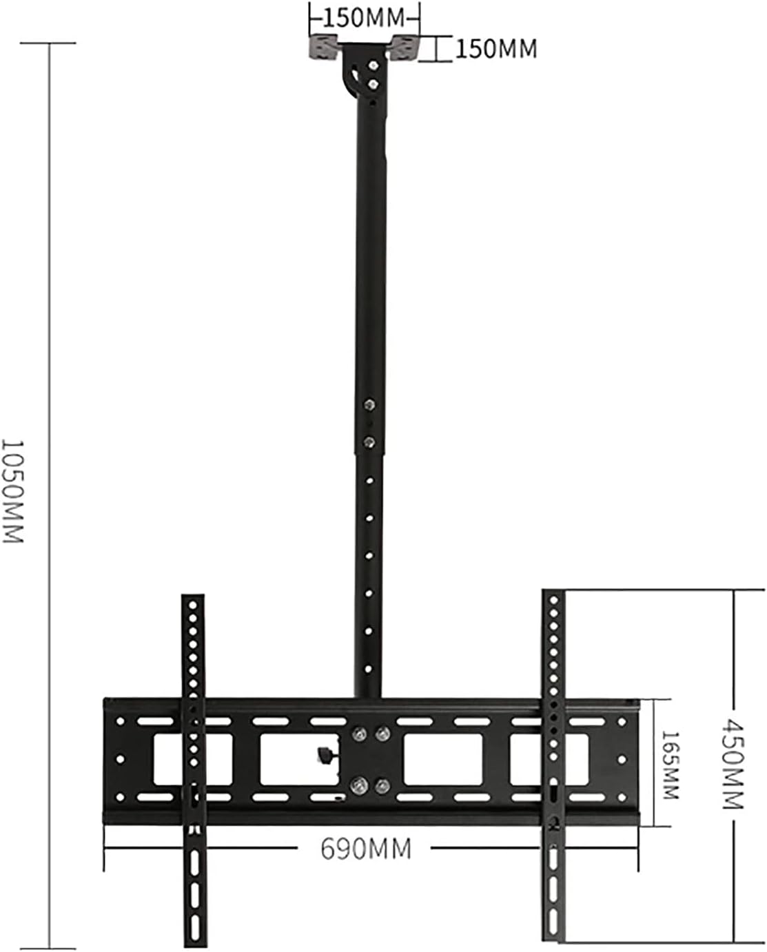 Adjustable Ceiling TV Mount Bracket - Tv Wall Mount Ceiling TV Mount Bracket, Fits 40-80inch LED Sn Display TV Stand, Can 90° Flip Down Full Motion 360 Deg Rotation Tilt TV M,0.652.05m
