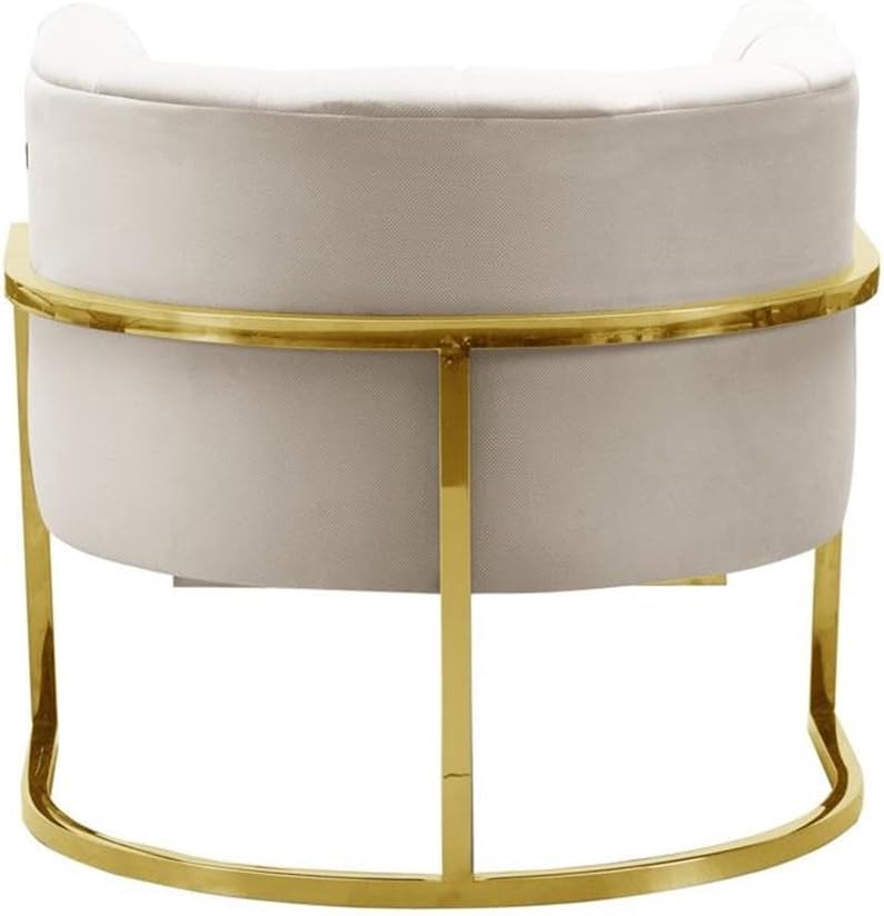 TOV Furniture The Magnolia Collection Modern Living Room Accent Chair, Textured Cream & Gold