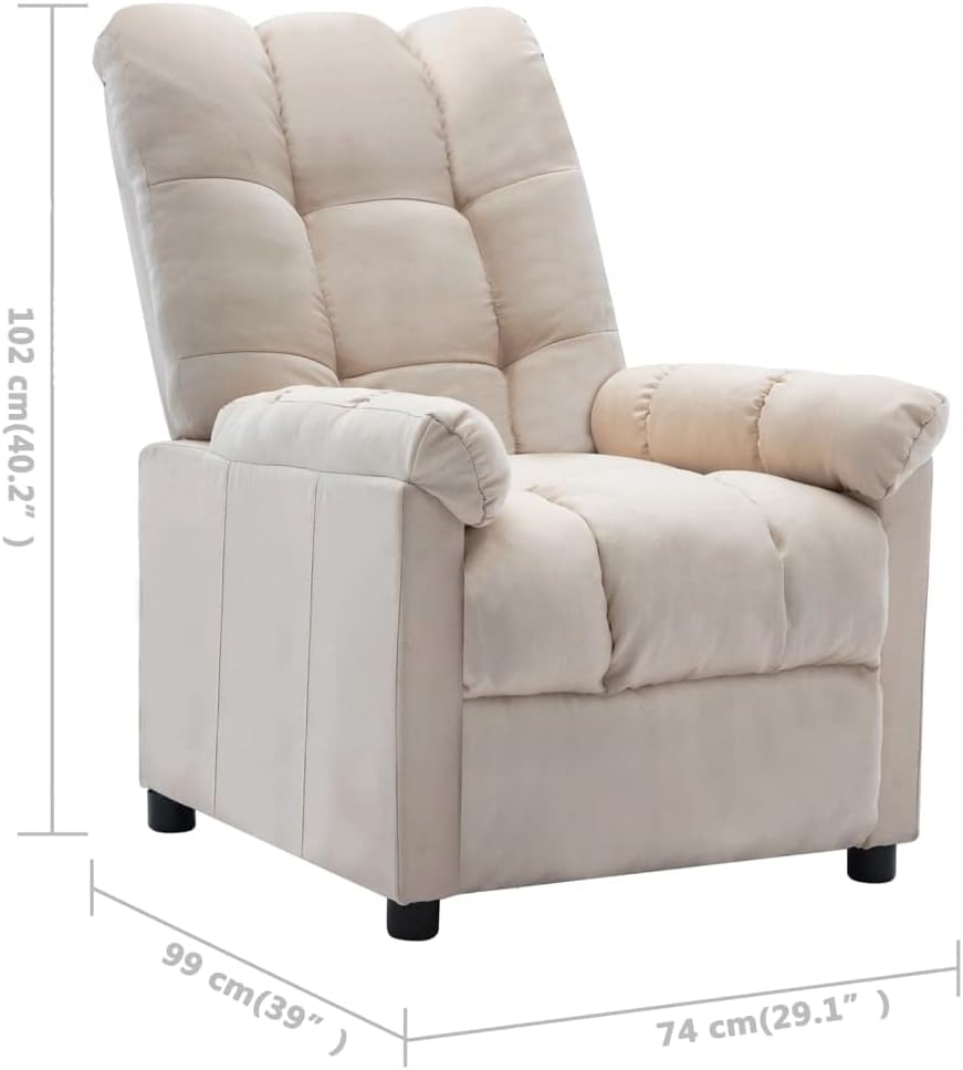 vidaXL Recliner Chair, Leisure Lounge Recliner for Home Theater Cinema, Adjustable Versatile Sleeper Chair for Living Room, Cream Fabric