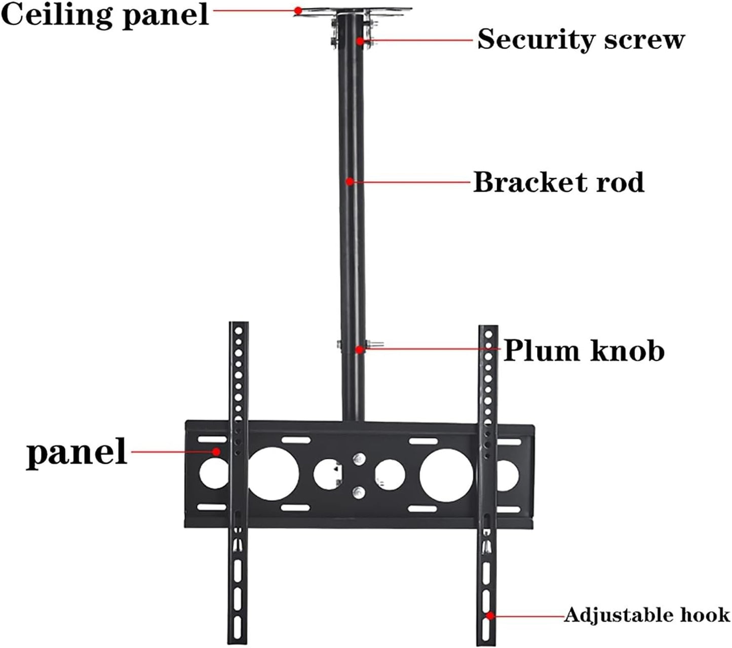 Universal Ceiling TV Mount Bracket, Height Adjustable, 360° Swivel & Tilt, Fits 32-55 Inch TVs, Max 45kg Load(0.5)