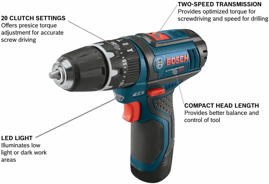 Bosch PS130-2A 12V Max 3/8 In. Hammer Drill/Driver Kit