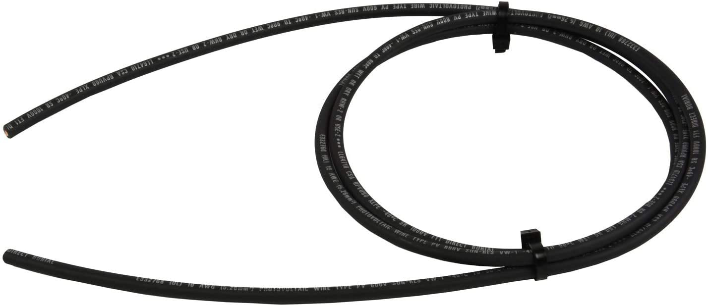 TEMCo 10 AWG/Gauge Solar Cable - Made in The USA 100 Feet Black (Variety of Lengths Available)