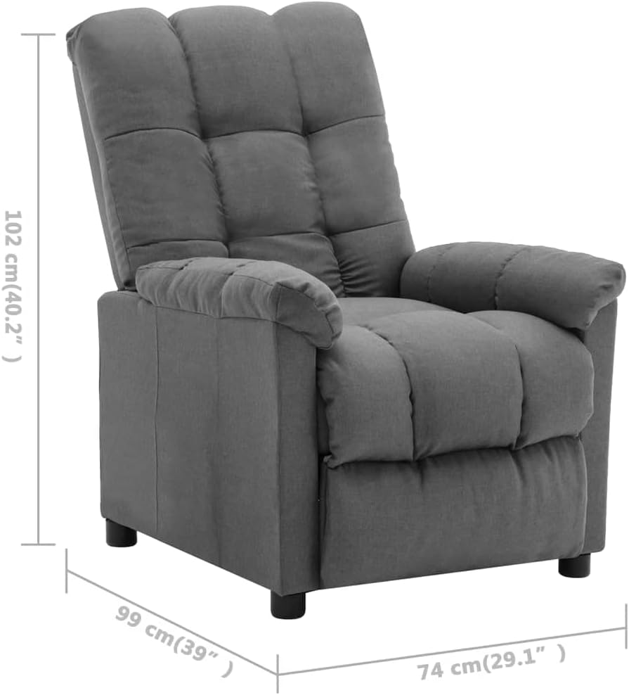 vidaXL Recliner Chair, Leisure Lounge Recliner for Home Theater Cinema, Adjustable Versatile Sleeper Chair for Living Room, Light Gray Fabric