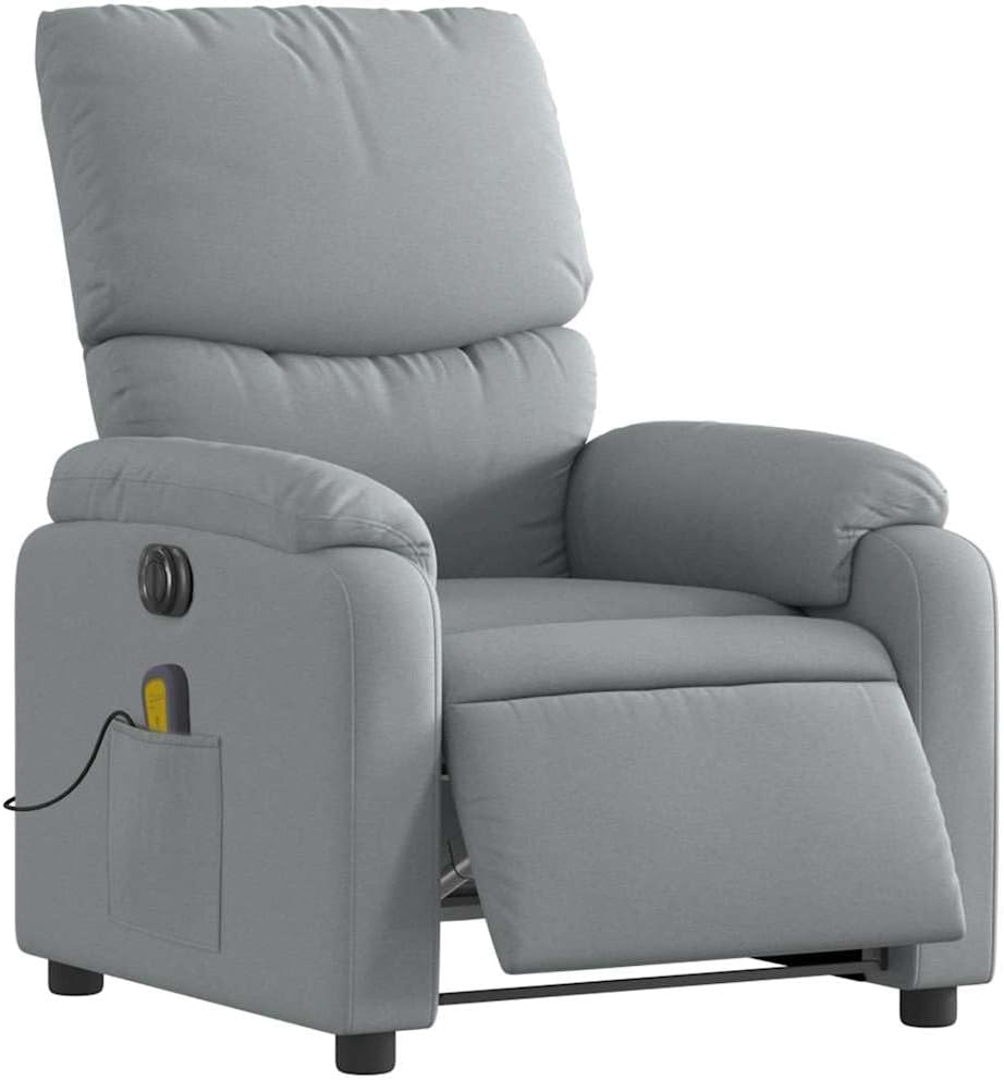 vidaXL Black Fabric Massage Recliner Chair-Manual Reclining Armchair with Vibration Massage, Side Pocket, Thick Padding for Living Room