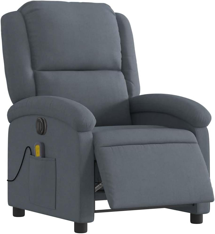 vidaXL Electric Massage Recliner Chair - Wingback Black Velvet Armchair with Vibration Function & Motorized Recline for Living Room/Bedroom