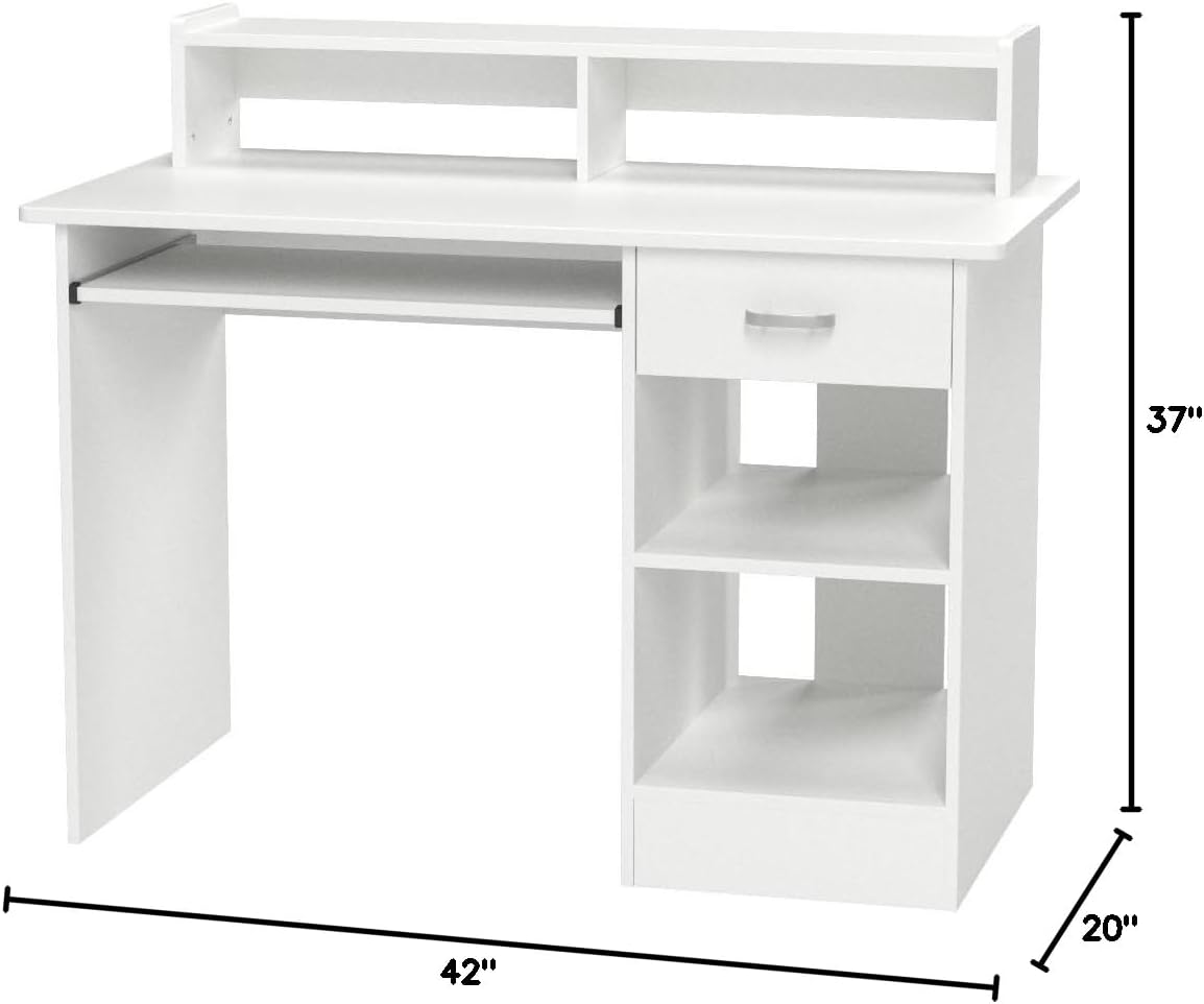 Best Choice Products Commercial Home Computer Laptop Work Station Desk Table w/Removable Shelf Divider, Open Back for Home, College, Office - White