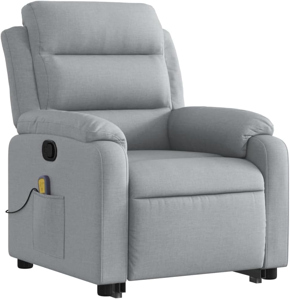 vidaXL Electric Massage Recliner Chair with Power Lift and Recline for Elderly - Black Fabric Lounge Seating with Side Pocket, Vibration Massage - Living Room, Bedroom Armchair