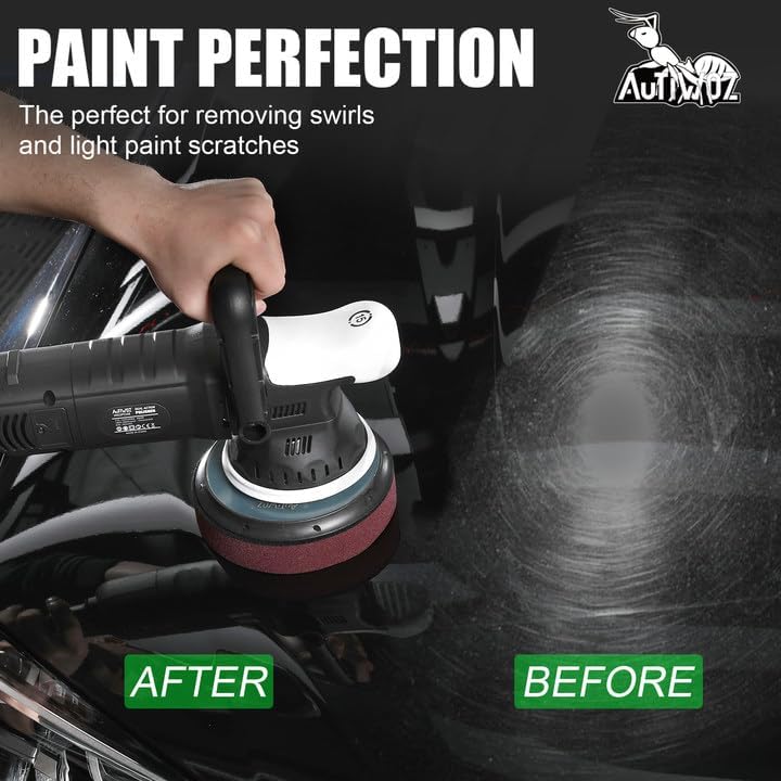 Car Buffer Polisher, 6-Inch Dual Action Polisher for Car Detailing, 15mm Random Orbital Car Polisher with 6 Variable Speeds1800-4800RPM, DA Polishers Kit for Car Detailing/Polishing/Waxing