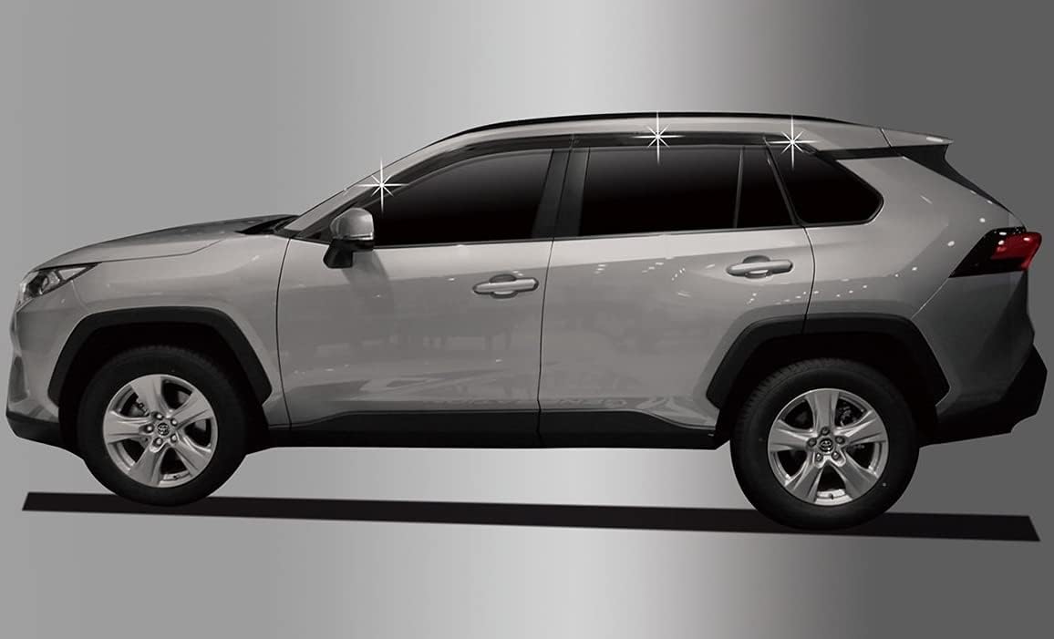 AUTOCLOVER Tape-On Rain Guards Window Visors 6 Pcs Set for Toyota Rav4 2019 2020 2021 2022 2023 2024 2025 / Window Deflectors, Out-Channel Vent Shades (Smoked)