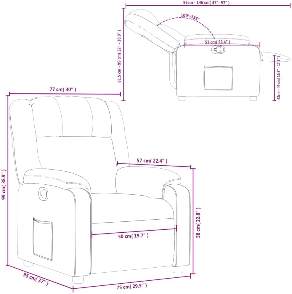 vidaXL Adjustable Wingback Recliner Chair - Light Gray Fabric, Manual Recline, Foam Padding, Lounge Armchair for Living Room, Elderly Support