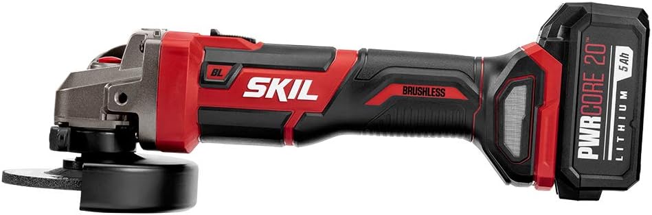 SKIL PWR CORE 20 Brushless 20V 4-1/2 Angle Grinder, Included 5.0Ah Battery, PWRJump Charger and PWRAssist USB Adapter - AG2907-1A