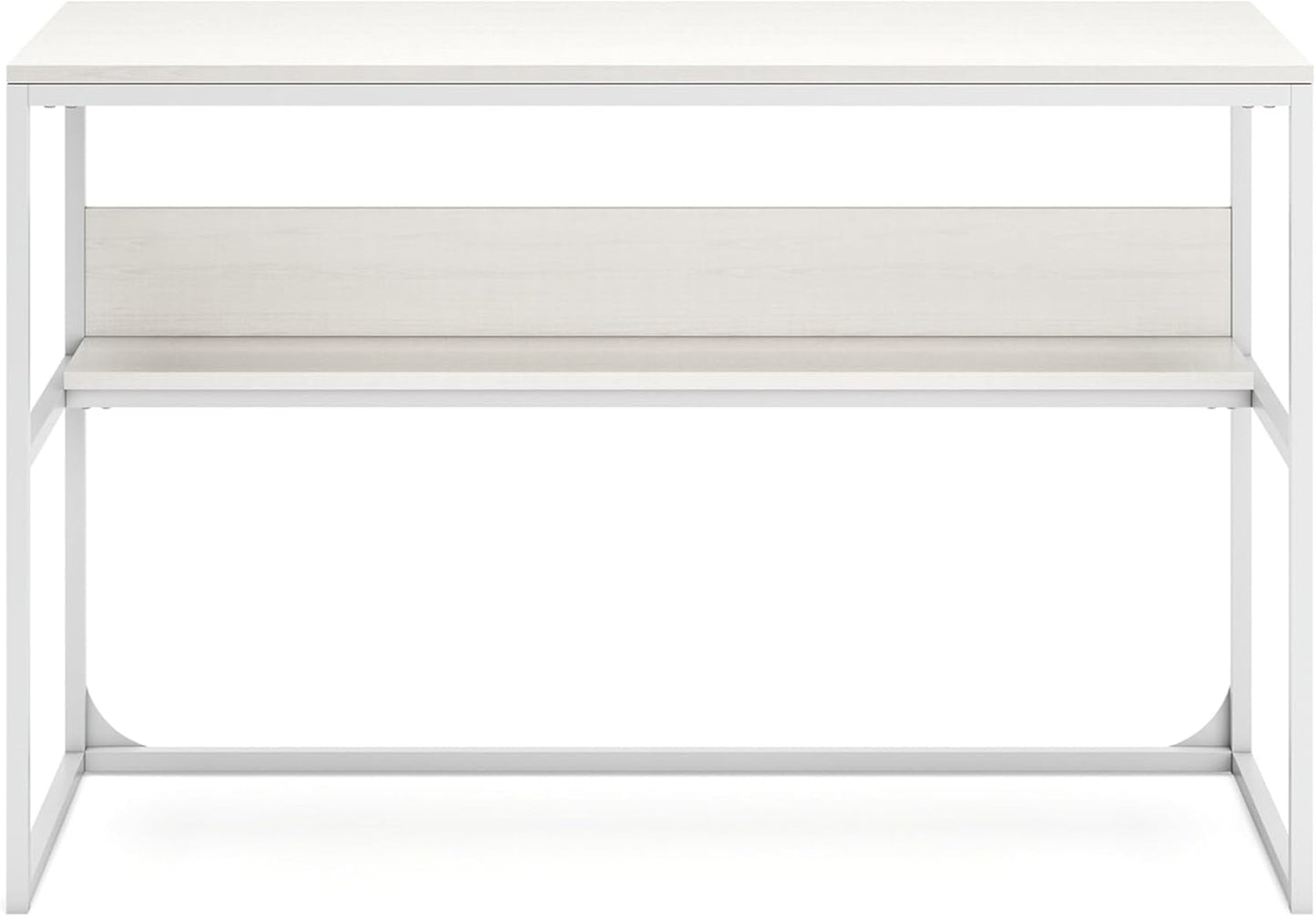 Benjara Deni Home Office Desk, 1 Shelf, White Wood, Metal Frame, 47 Inch