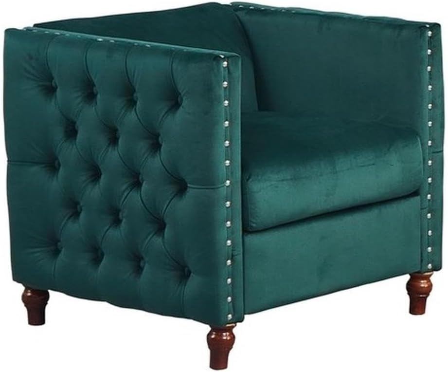 Avin Velvet Nail Head Livingroom Chair in Beige