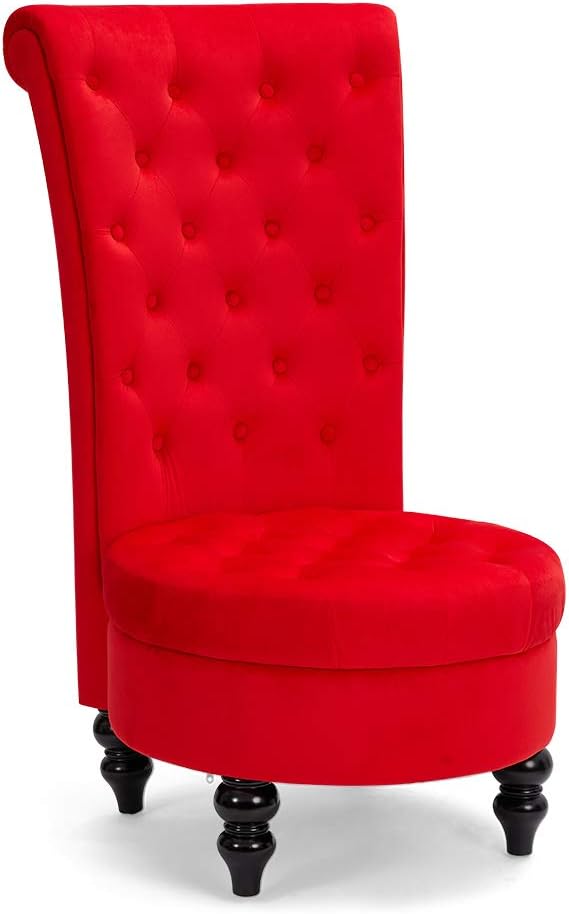 AVAWING Throne Royal Chair Set of 2 for Living Room, Button-Tufted Accent Armless High Back Chair with 24.6 Inch Larger Seat, Thick Padding and Rubberwood Legs, Mysterious Black