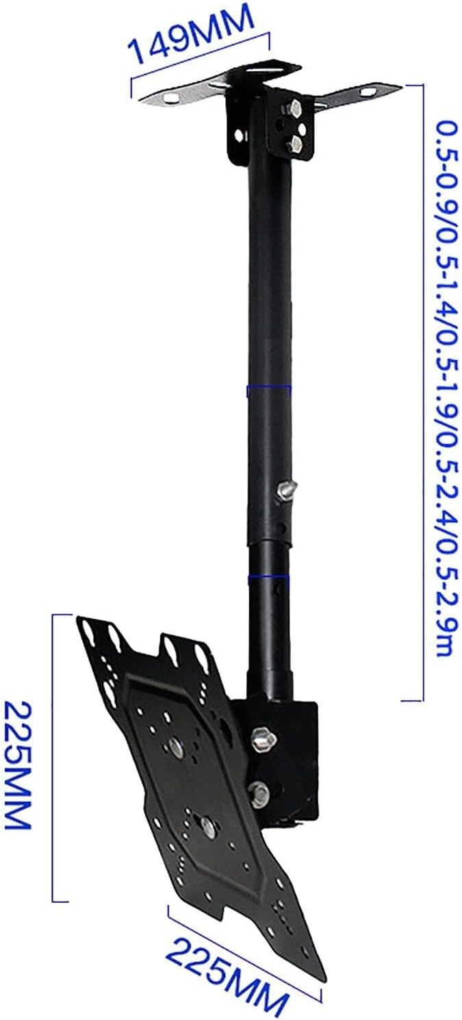 Adjustable TV Ceiling Mount with Tilt Swivel, 14-32" Flat Panel LCD Bracket, 0.5-2.4m Height Adjustable Arm