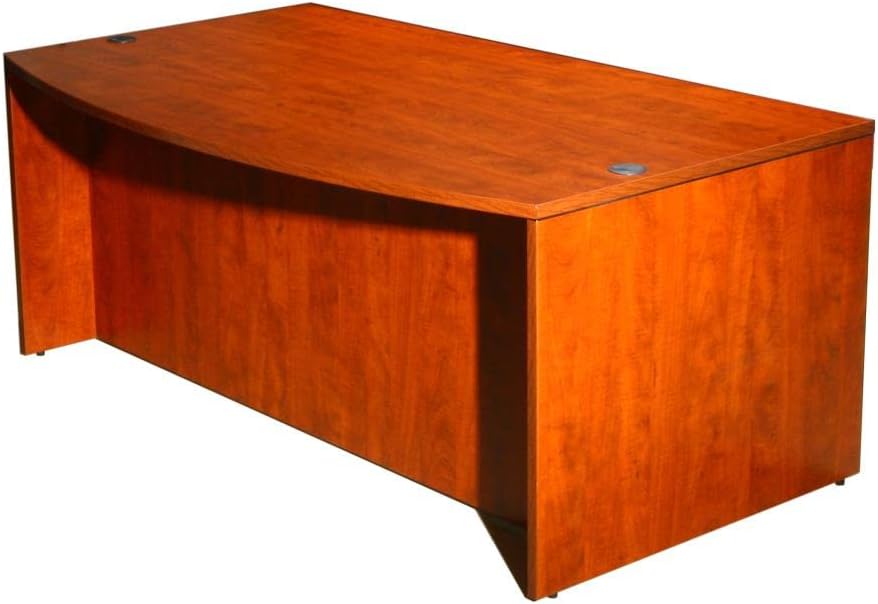 Boss Office Products Bow Front Desk Shell in Mahogany