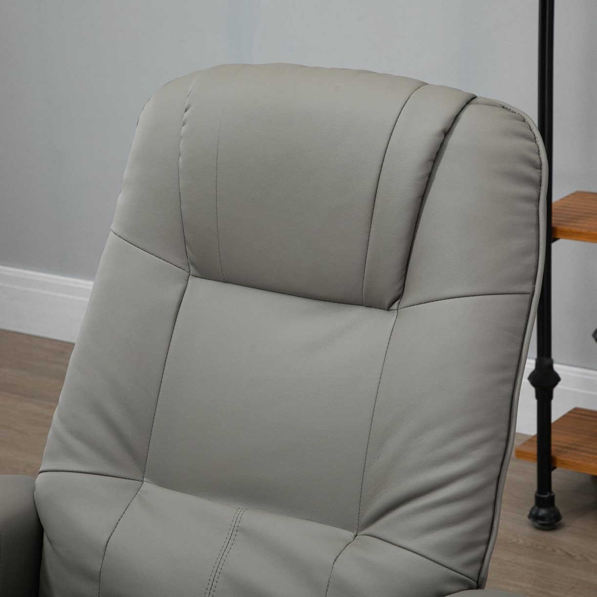 Stylish Gray PU Leather Manual Recliner Chair for Living Room with Swivel Wood Base - Ideal TV Chair