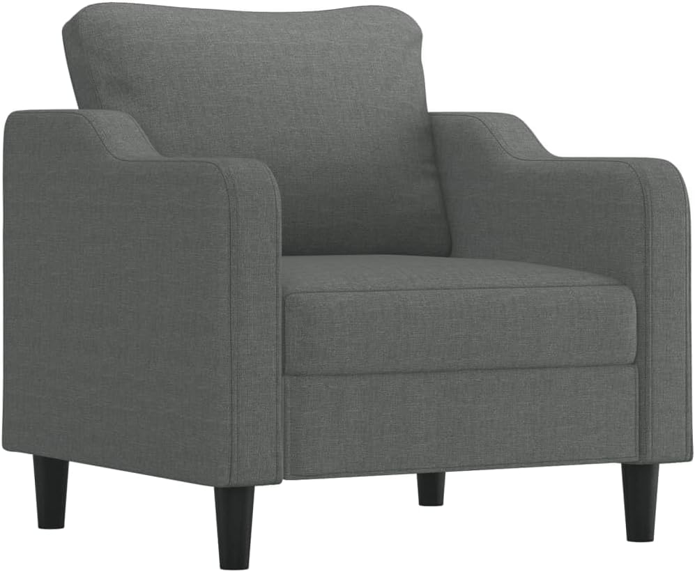vidaXL Dark Gray Sofa Chair and Footstool Set – 100% Polyester Fabric Lounger – Lounge, Bedroom, Living Room Seating – Modern Design - Easy Assembly
