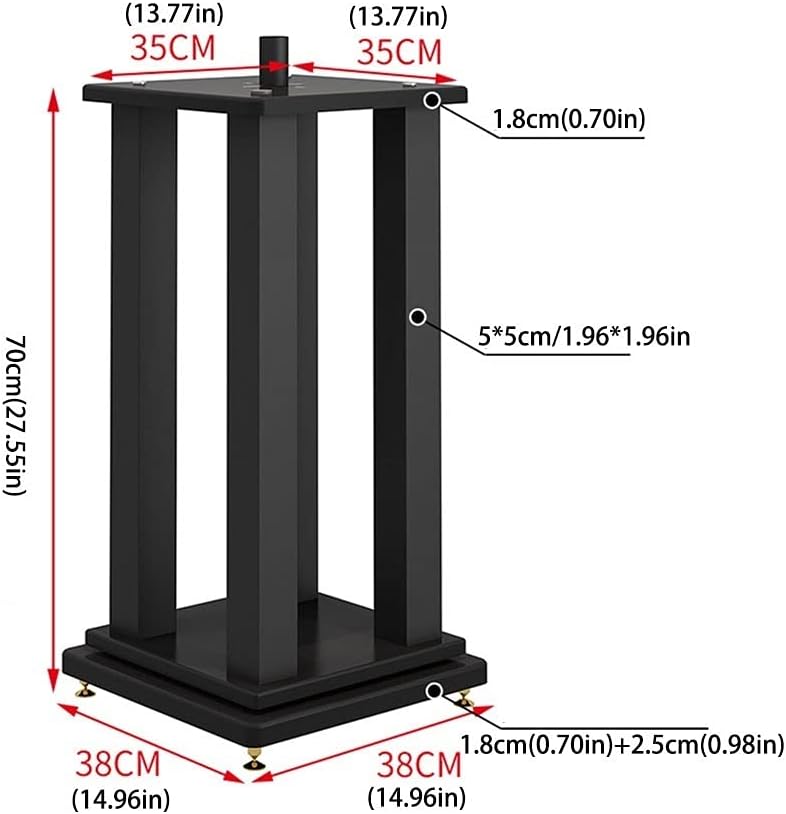 Audio Stand Audio Stand Metal Base Tray Frame Surround Desktop Stand Multimedia Stand Floor Speaker Stand 2 Black Speaker Wall mounts(S-70)