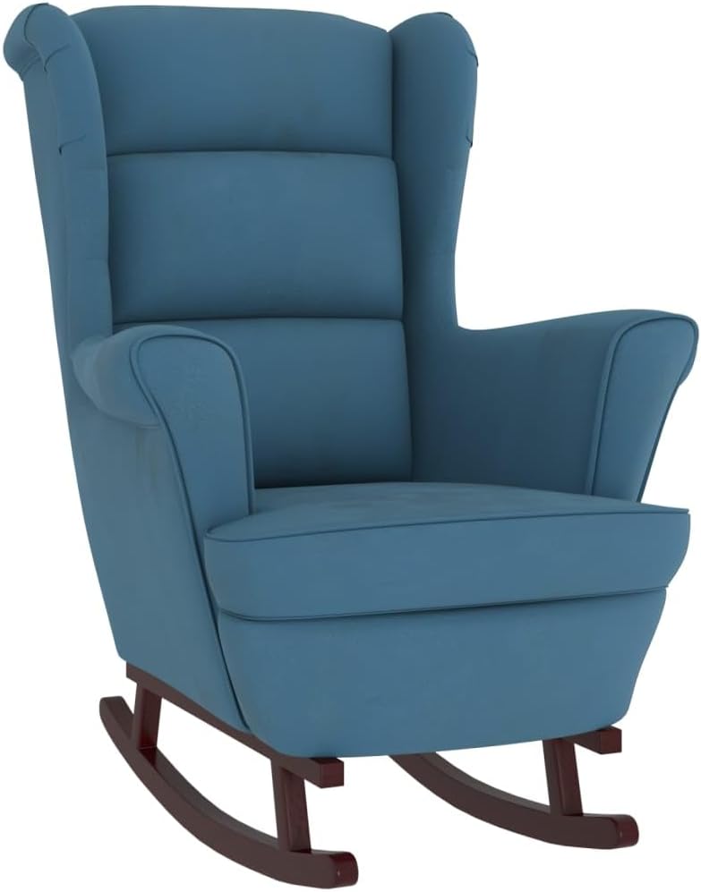 vidaXL Yellow Velvet Rocking Chair with Solid Rubber Wood Legs - Comfortable Seating for Living Room, Lounge Area