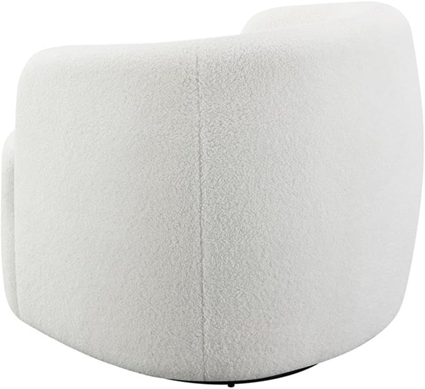 Coaster Home Furnishings - Hudson - Wood - Upholstered Swivel Accent Chair with Barrel-Like Design and Hidden Swivel Mechanism - Living Room - Ivory - 905726