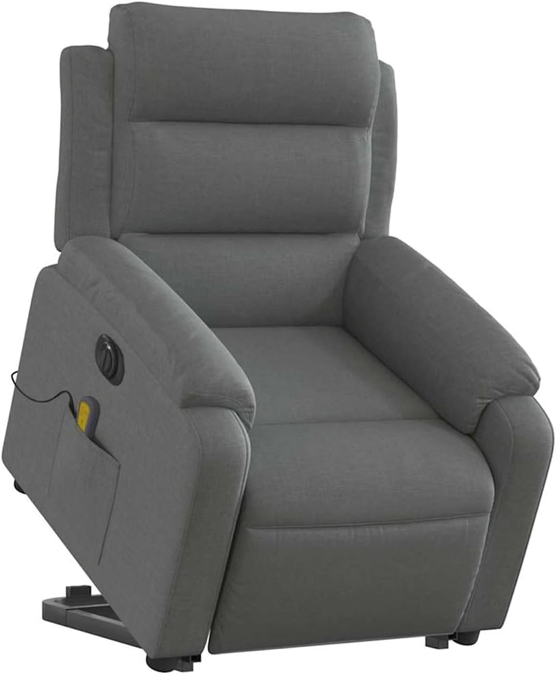 vidaXL Electric Massage Recliner Chair with Power Lift and Recline for Elderly - Black Fabric Lounge Seating with Side Pocket, Vibration Massage - Living Room, Bedroom Armchair
