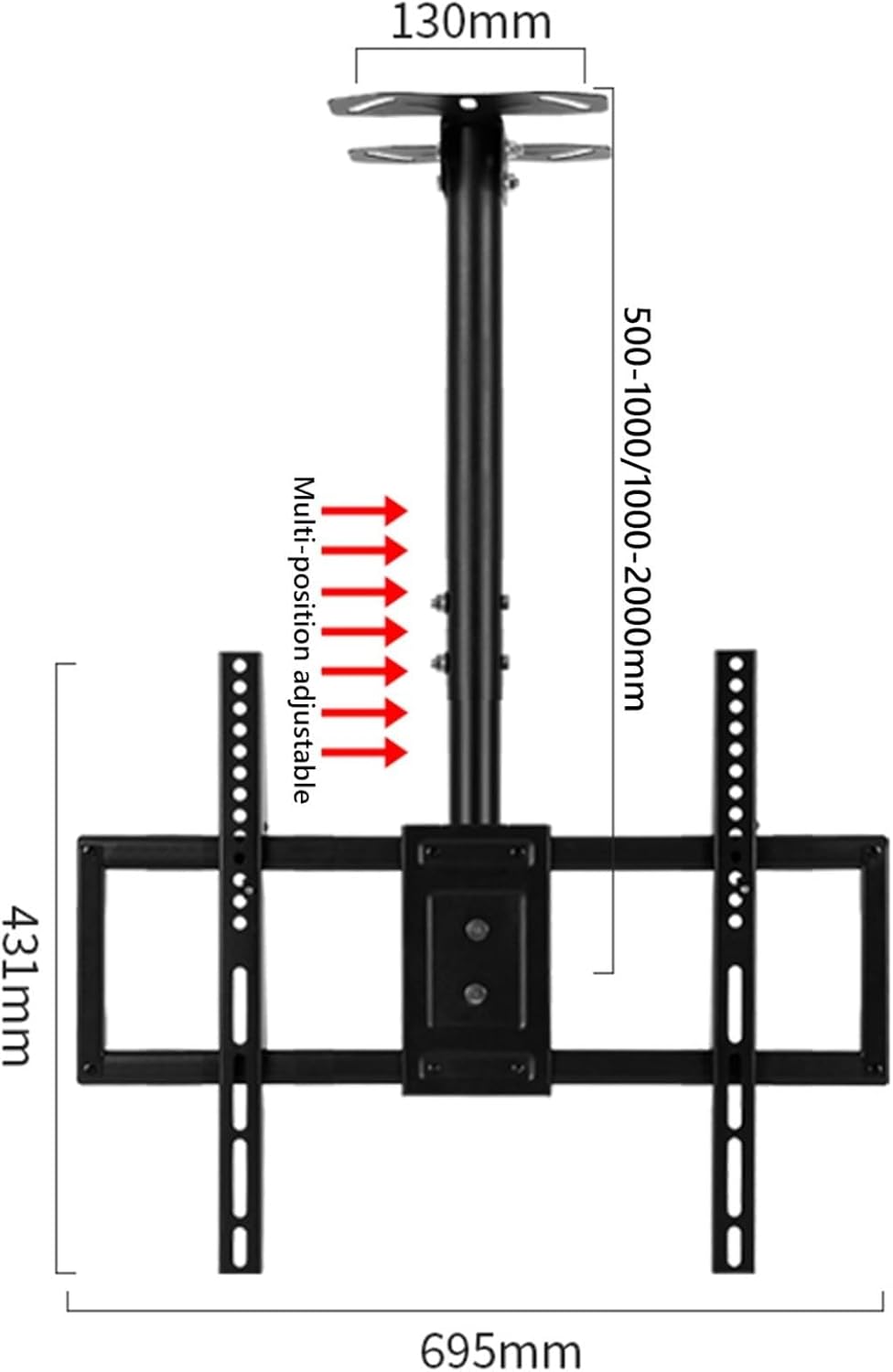 Adjustable Ceiling TV Mount Bracket - Tv Wall Mount, TV Mount for Ceiling, Height Adjustable Telescopic TV Stand for 45-80 Inch TVs, Ceiling Mounting Max 600x400mm