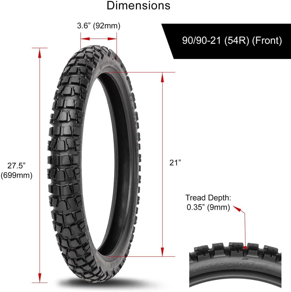 Tusk Waypoint Adventure Motorcycle Tire (Tire Set 90/90-21 (54R)/130/90-17 (68R) Tube Type)