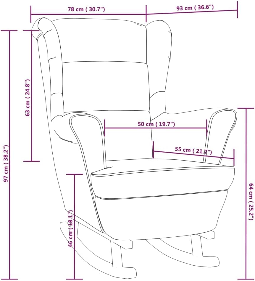 vidaXL Yellow Velvet Rocking Chair with Solid Rubber Wood Legs - Comfortable Seating for Living Room, Lounge Area