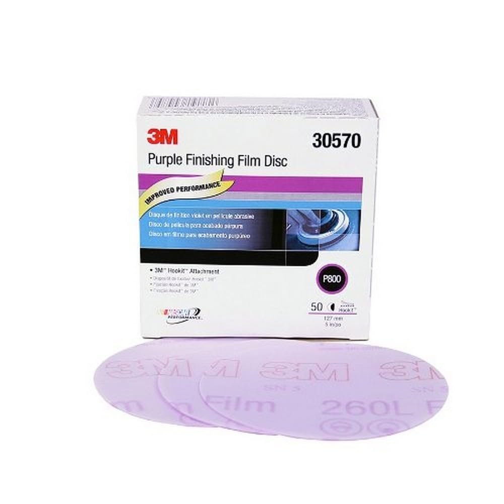 3M Hookit Purple Finishing Film Abrasive Disc 30667, 6 in, 1500+ Grade, 50 Pack, Clear Coat Sanding, Paint Finishing, Defect Removal, Long Lasting