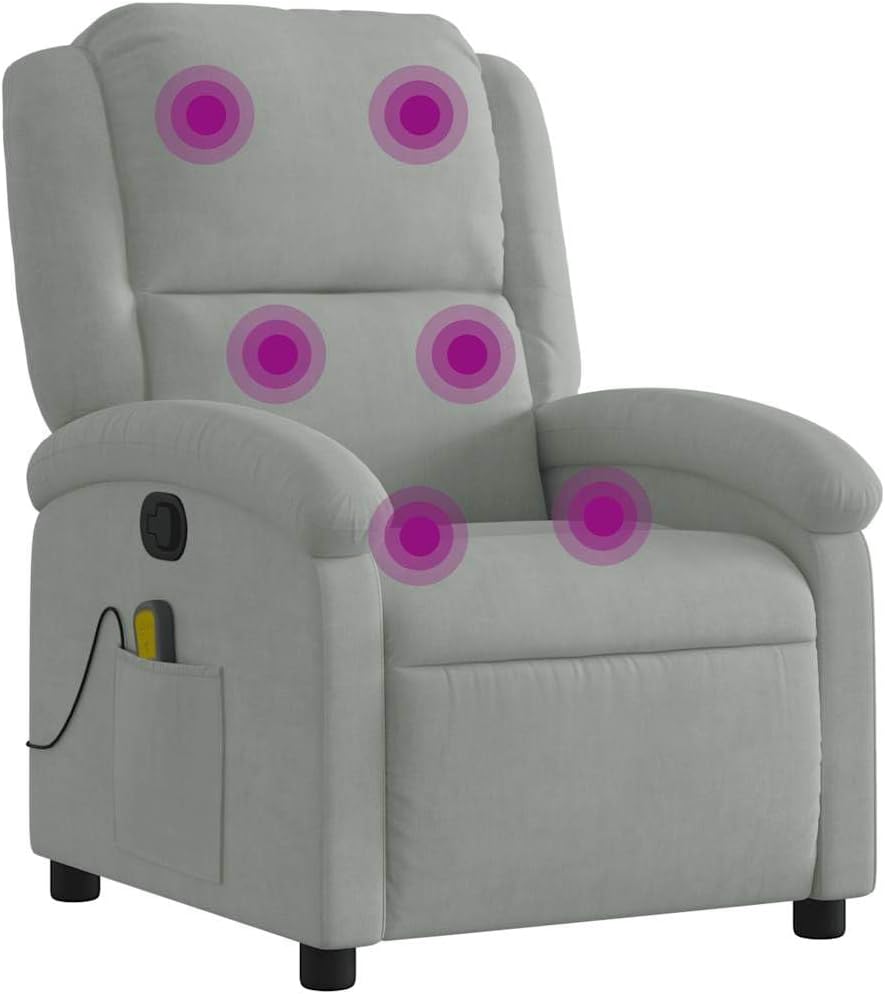 vidaXL Electric Massage Recliner Chair - Wingback Black Velvet Armchair with Vibration Function & Motorized Recline for Living Room/Bedroom