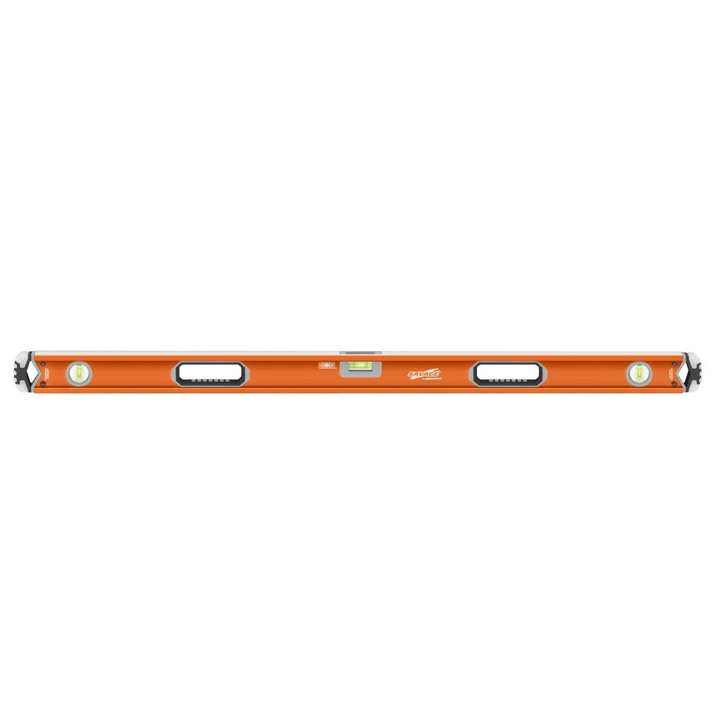 Swanson Tool Co SVB78M 78 inch Savage Magnetic Anodized Aluminum Box Beam Level with Gelshock End Caps and 3 Bubble Vials for 0°/90°/45° Measurements—Contractor Series