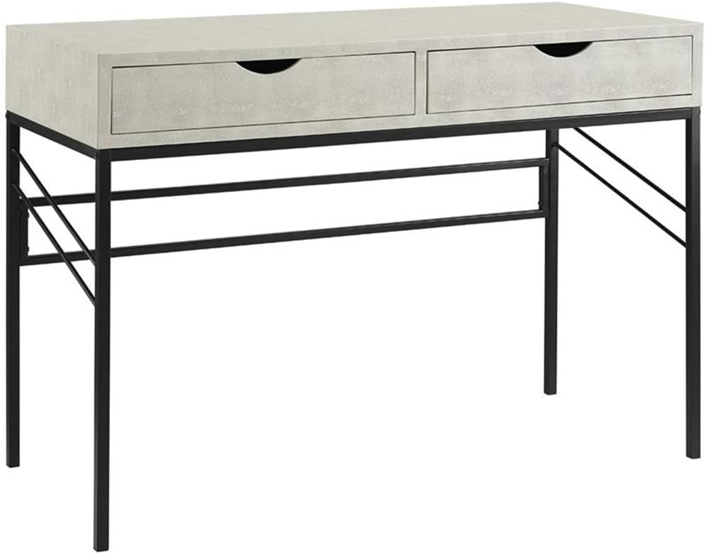 Walker Edison 2 Drawer Modern Wood and Metal Computer Writing Desk Home Office Workstation Small, 44 Inch, Grey