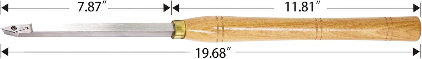 AT04 Carbide Tipped Wood Turning tools Lathe set Rougher Detailer Finisher Swan Neck Hollower with Solid Wood Handle and Diamond Round Square Carbide Inserts 4pcs