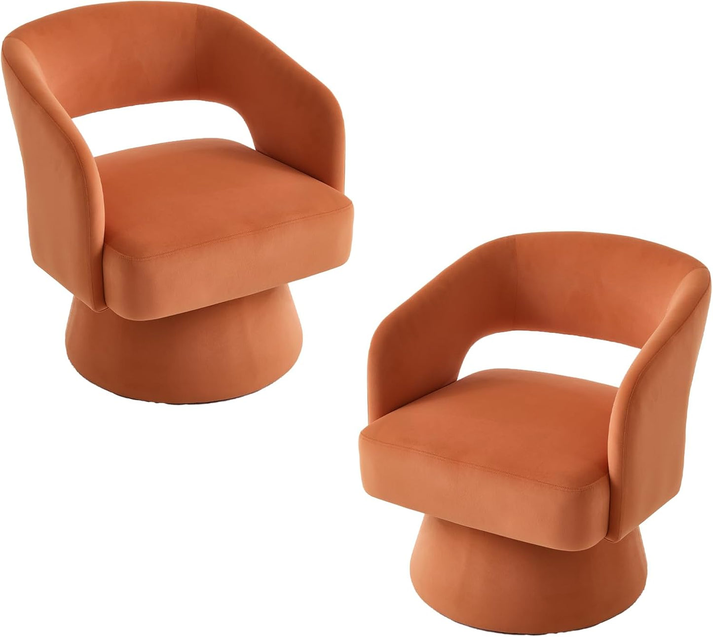 Swivel Accent Chair Set of 2, 360 Degree Rotating Barrel Accent Chair Velvet Upholstered Living Room Chair with Ergonomic Open Backrest Mid Century Modern Single Sofa for Bedroom (Black)