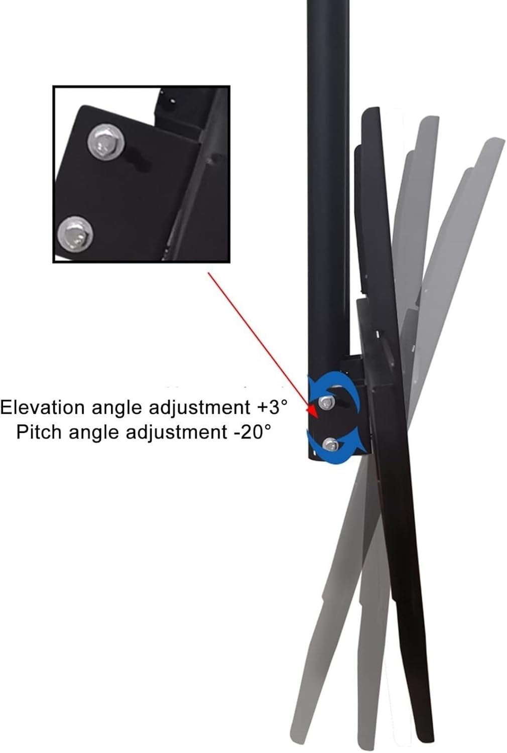 Adjustable Ceiling TV Mount Bracket, Fits 55-100 Inch LED Flat,3°/-20°Angle Adjustment, Max VESA 900x400mm, Double Pole Hanging TV Bracket