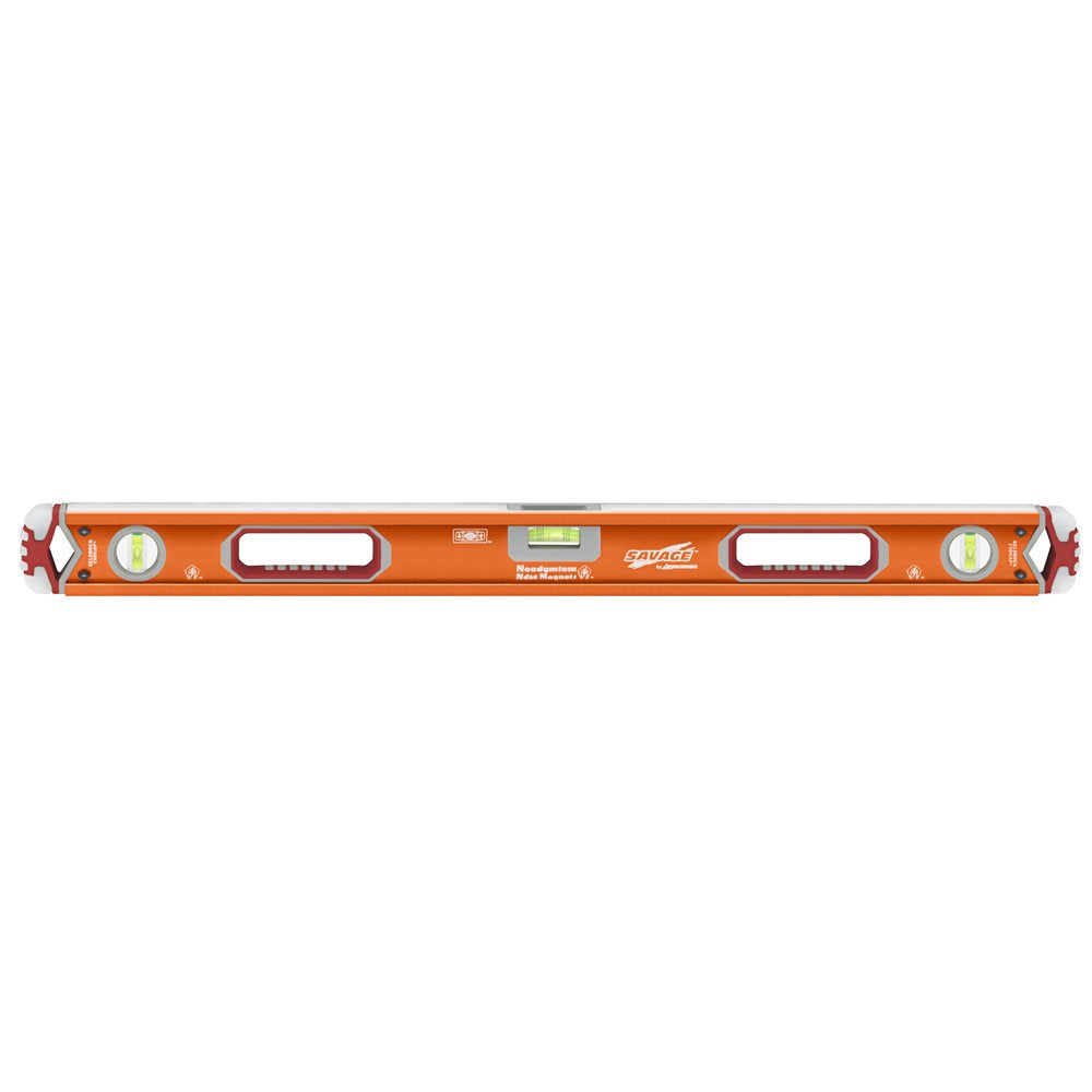 Swanson Tool Co SVB78M 78 inch Savage Magnetic Anodized Aluminum Box Beam Level with Gelshock End Caps and 3 Bubble Vials for 0°/90°/45° Measurements—Contractor Series