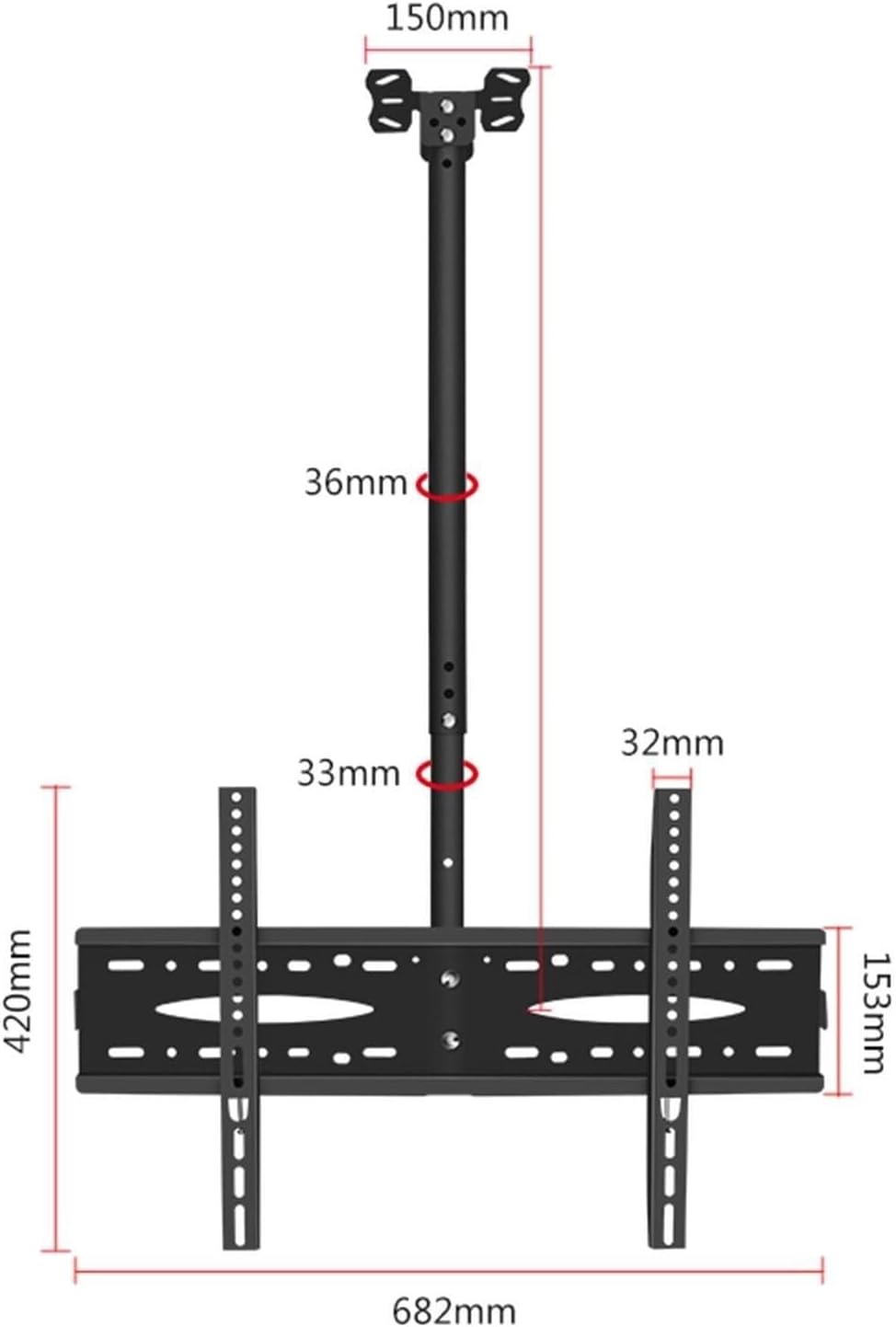 Adjustable Ceiling TV Mount Bracket for 40-70 Inch TVs, Full Motion, Height Adjustable, Tilt Swivel,Ceiling/Walls(2.5)