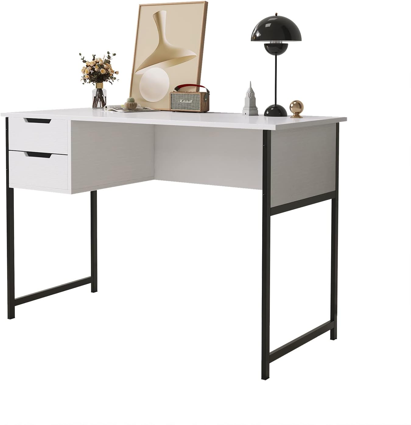 ALISENED Small Computer Desk with Drawer Home Office Desks for Small Spaces, 39.4 Inch Writing Desk Work Desk PC Table Study Desk, Modern Simple Style Laptop Desk for Bedroom