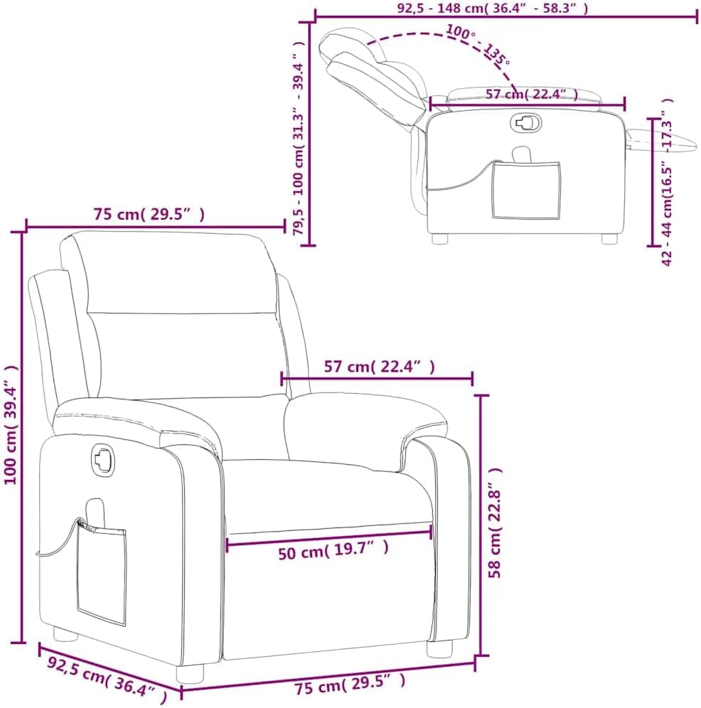 vidaXL Dark Green Velvet Massage Recliner Chair with Adjustable Armrests and USB Functionality for Living Room Home Theater Relaxation Single Sofa TV Office Reclining Armchair